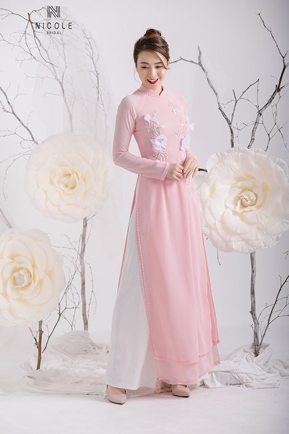 ÁO DÀI HỒNG PHẤN DDHPF89
