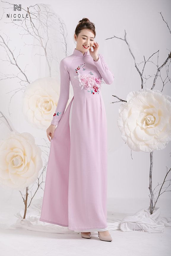 ÁO DÀI CƯỚI HỒNG MẬN DDHMF87